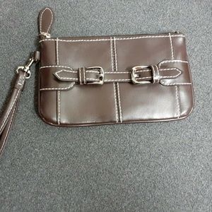 Wilson's Leather Brown Leather Wristlet Wallet Coin Purse Like New